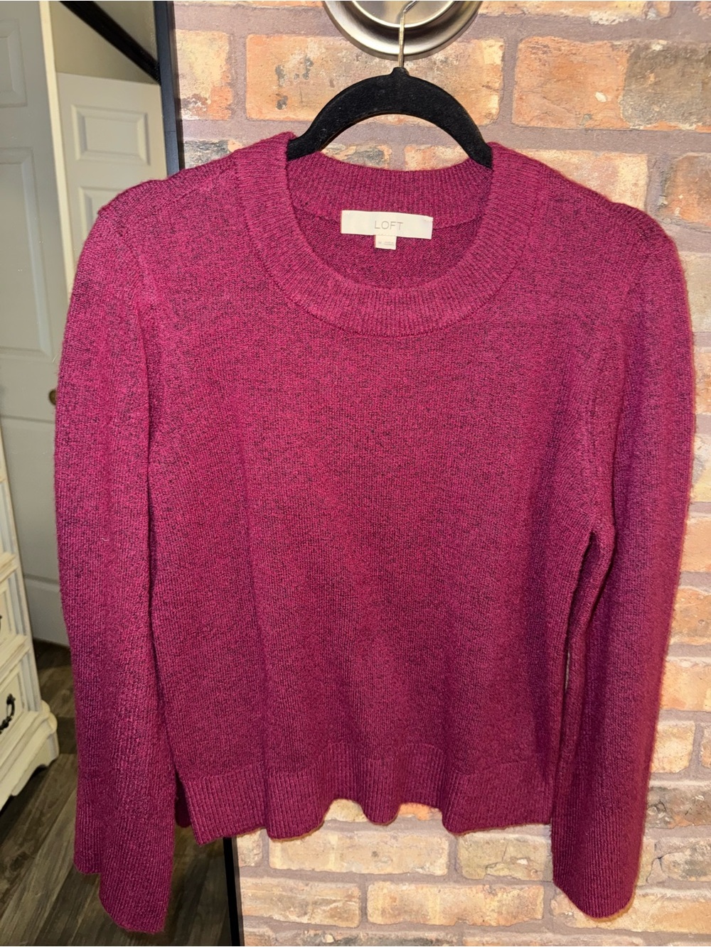 LOFT Crewneck Sweater in Berry Magenta